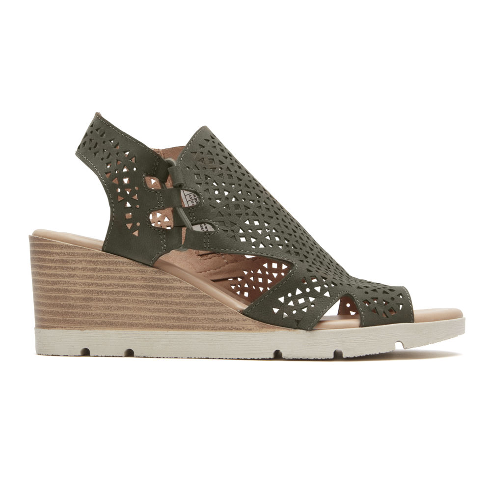 Sandalias Rockport Mujer Mexico - Hadley Bungee Verdes - HGJYS2647